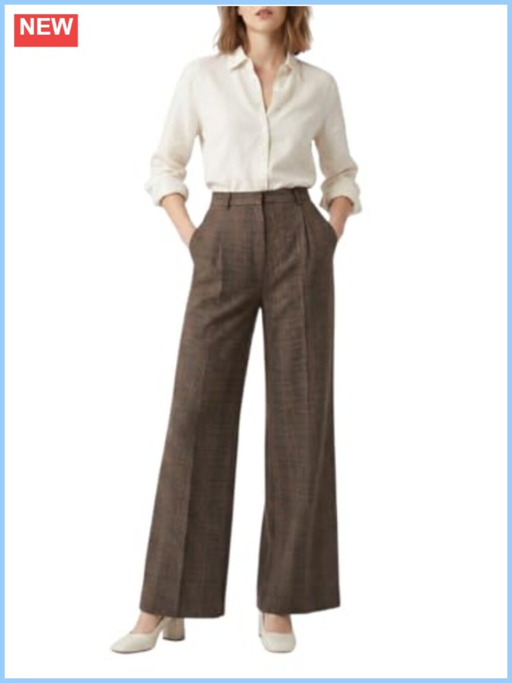 High Waisted Wide Leg Palazzo Pants Extra Long Flowy Plaid Trousers